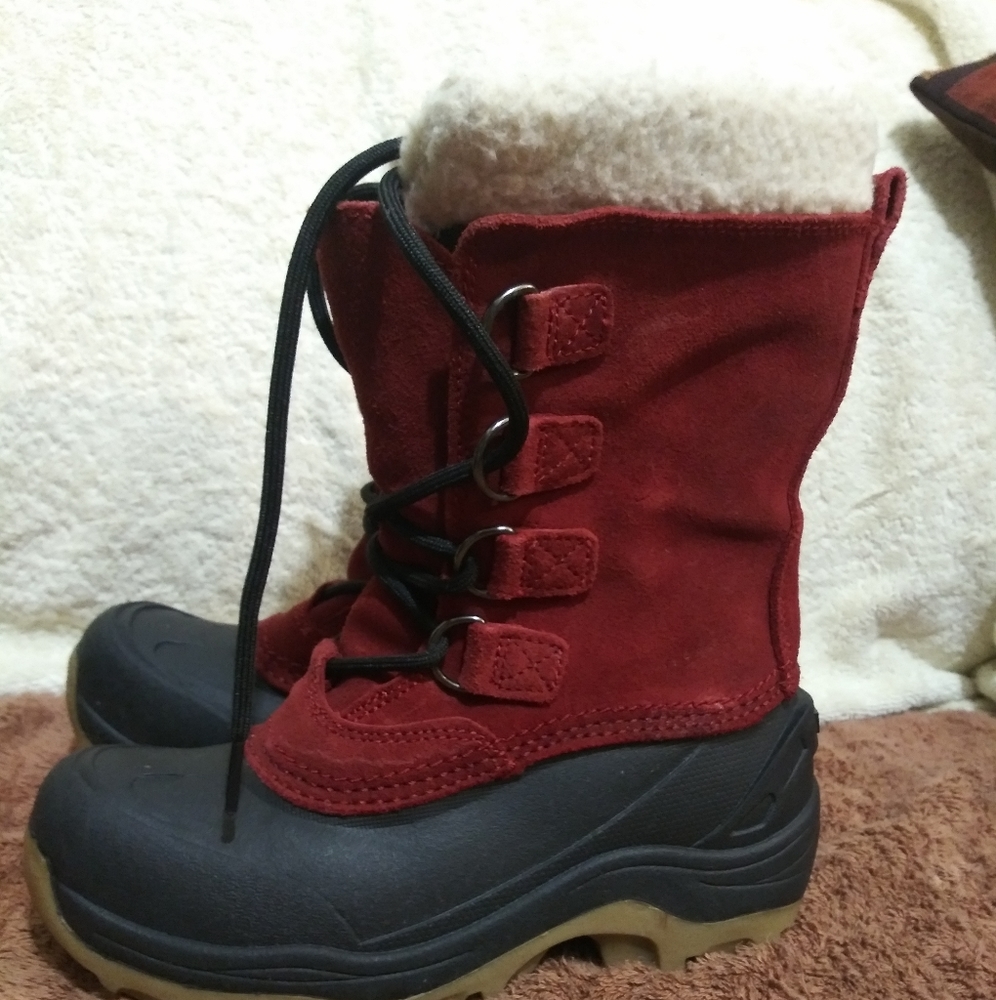 Lands' End Red and Black Kids Snow Boots